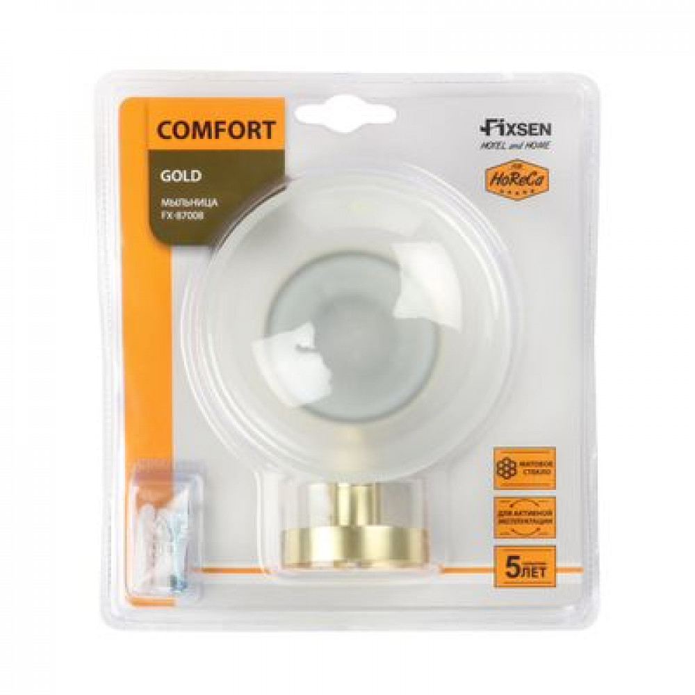 Мыльница стекло золото-сатин Fixsen Comfort Gold (FX-87008)