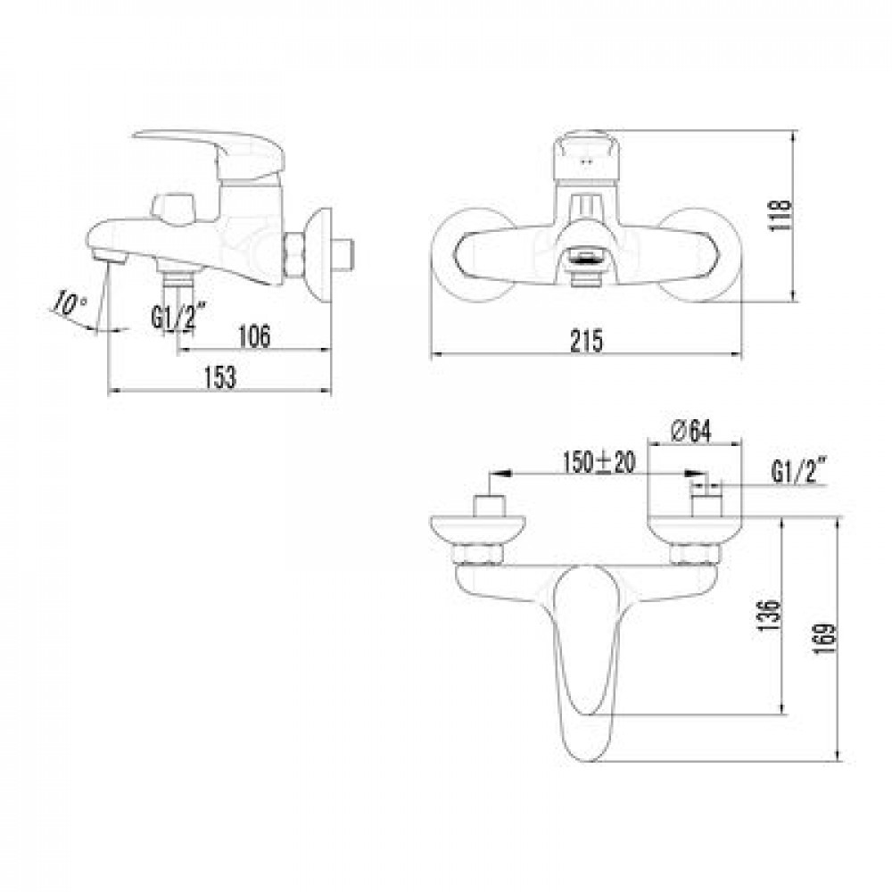 Смеситель для ванны и душа Lemark Pramen (LM3314C)