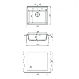 Кухонная мойка Lemark HANKA 570 врезная прямоугольная из кварцгранита цвет: Жасмин  (9910016)