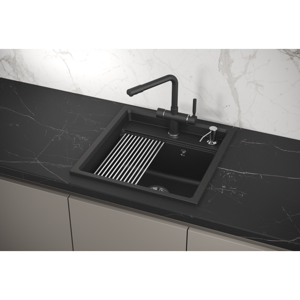 Кухонная мойка GRANULA Kitchen Space (5002, ЧЁРНЫЙ)
