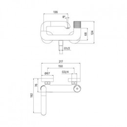 Смеситель для ванны IDDIS Twist с управлением Push Control (TWISBBTi02WA)