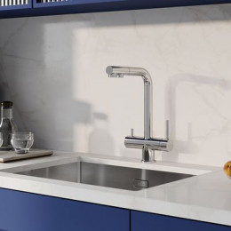 Смеситель для кухни с выдвижным изливом и каналом для фильтра, хром, Umbra, IDDIS, (UMBSBPFi05)