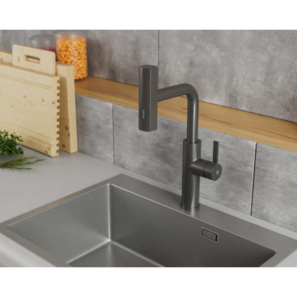Смеситель для кухни с выдвижной лейкой RUSH Tinos (TI3732-18Grey)