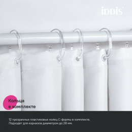 Штора для ванной, 200x180 см, Полиэстер, коричневый, IDDIS (BW03P18i11)