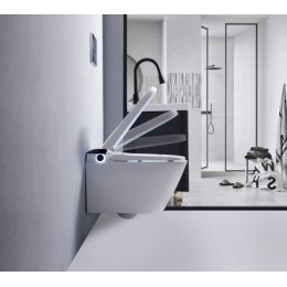 Электронный унитаз-биде подвесной с инсталляцией и черной матовой кнопкой TIMO (TЕ-751B)