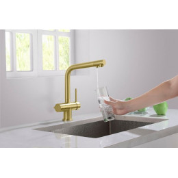 Смеситель для кухни с подключением фильтра Timo Saona золото матовое (2396/17F)