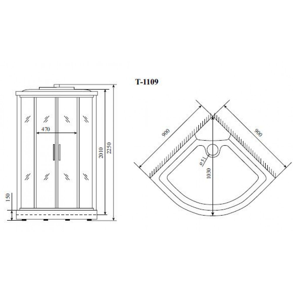 Душевая кабина Timo Standart 90*90*220 (T-6609BF)