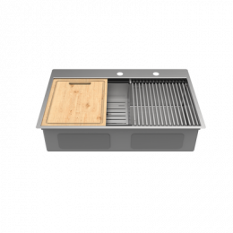 Кухонная мойка Lemark  IORDANA 780 прямоугольная из нержавеющей стали с аксессуарами в комплекте: ролл-мат, коландер, разделочная доска цвет: сталь (9937117)