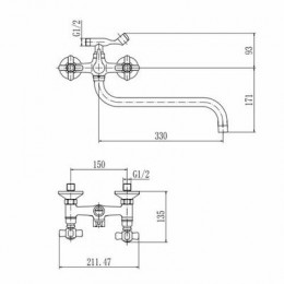 Смеситель для ванны и душа FASHUN хром (A2618)