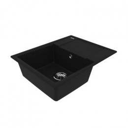 Кухонная мойка Lemark IMANDRA 640 врезная прямоугольная с крылом из кварцгранита цвет: Антрацит  (9910019)