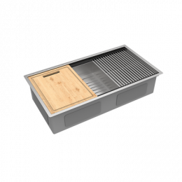 Кухонная мойка Lemark TABAGA 820 прямоугольная из нержавеющей стали с аксессуарами в комплекте: ролл-мат, коландер, разделочная доска цвет: сталь (9937133)