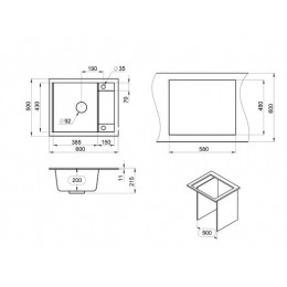 Кухонная мойка GRANULA (6002, ГРАФИТ)