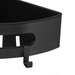 Полка для душа угловая Lemark SHELF LINE из нерж. стали с крючками, черный/ вставка-пластик черный (9772047)