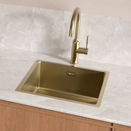 Кухонная мойка Lemark OLANGA 440 прямоугольная из нержавеющей стали цвет: светлое золото (9938122)