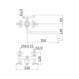 Смеситель для ванны и душа FASHUN хром (A2612-3)