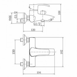 Смеситель для ванны и душа FASHUN хром (A3070)