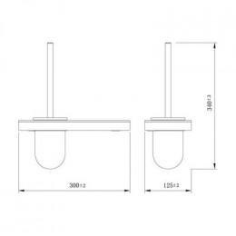 Ёршик для унитаза Lemark GLASS LINE с держателем и полкой, чёрный матовый/черное стекло (9762033)
