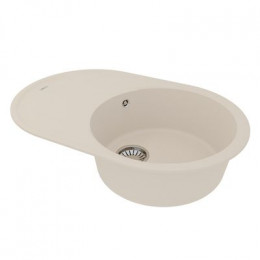 Кухонная мойка Lemark LACHA 760 врезная овальная с крылом из кварцгранита цвет: Шампань  (9910060)