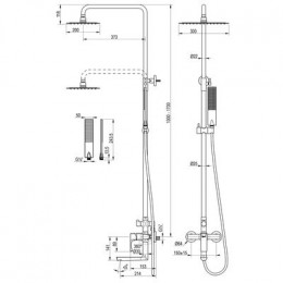 Душевая система с регулируемой высотой штанги и верхней душевой лейкой "Тропический дождь", Lemark Ursus (LM7262BG)