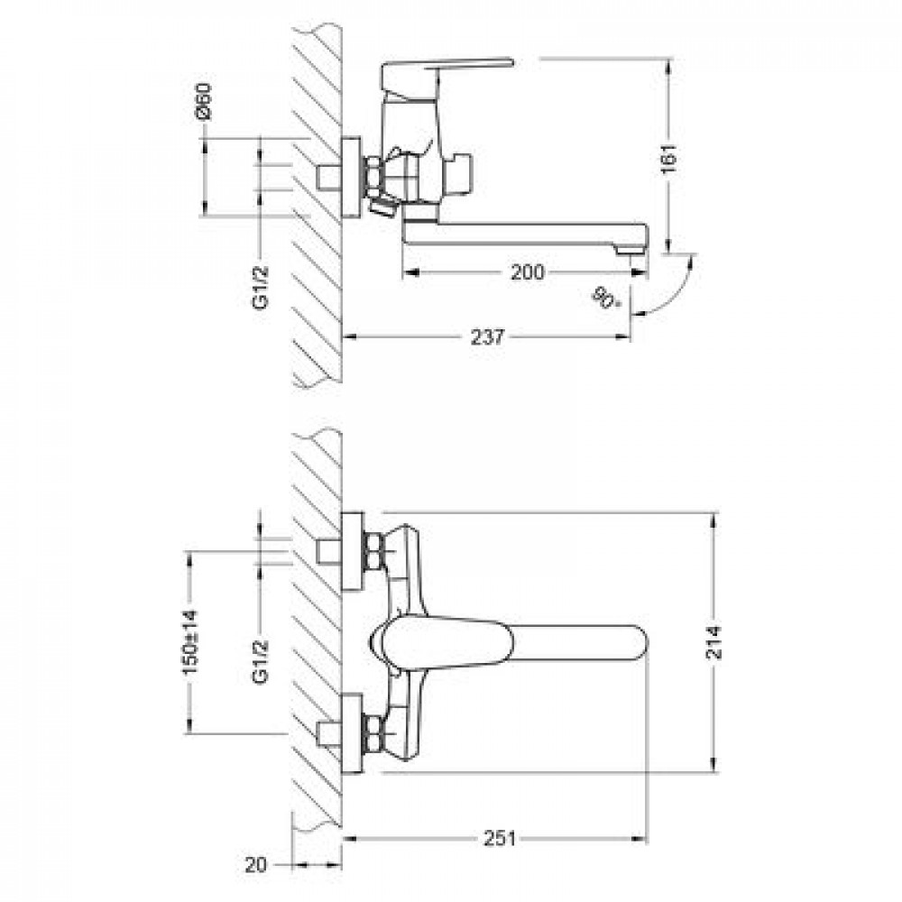 Смеситель для ванны Lemark Point (LM0317C)