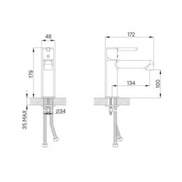 Смеситель для умывальника, хром матовый, Aiger, IDDIS (AIGBC00i01)