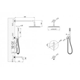 Душевая система скрытого монтажа со смесителем ESKO Gold (Set_7in1 Gold)