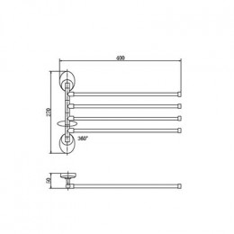 Полотенцедержатель FASHUN реечный поворотный хром (A1614)