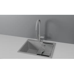 Смеситель для кухни GRANULA с выдвижным изливом и подключением к фильтру (8168, АЛЮМИНИУМ)