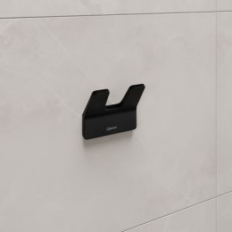 Крючок двойной Lemark SMOOTH LINE для полотенец и халатов, чёрный матовый (9712005)