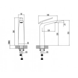 Смеситель для умывальника Lemark Меланж высокий, монолитный, хром/белый (LM4909CW)