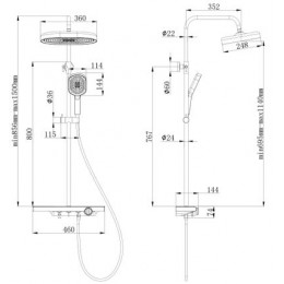 Душевая система со смесителем, ESKO (ST350)