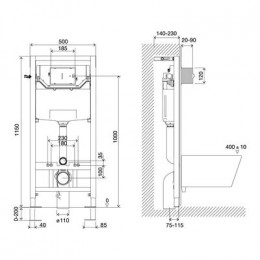 Комплект 3в1: Инсталляция Lemark PENEDA EXPERT с кнопкой смыва BIT чёрный матовый + унитаз подвесной Торнадо (100122237)