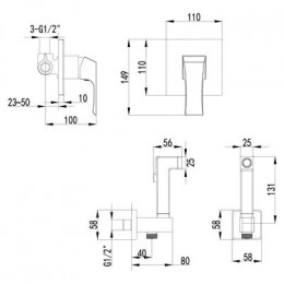 Смеситель гигиенический душ Lemark Unit (LM4519C)