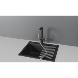 Смеситель для кухни GRANULA с выдвижным изливом и подключением к фильтру (8169, ШВАРЦ)