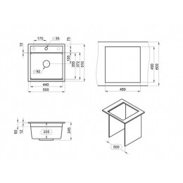 Кухонная мойка GRANULA Kitchen Space (5002, АЛЮМИНИУМ)