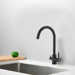 Смеситель для кухни с подключением фильтра воды Haiba черный (HB43828-7)