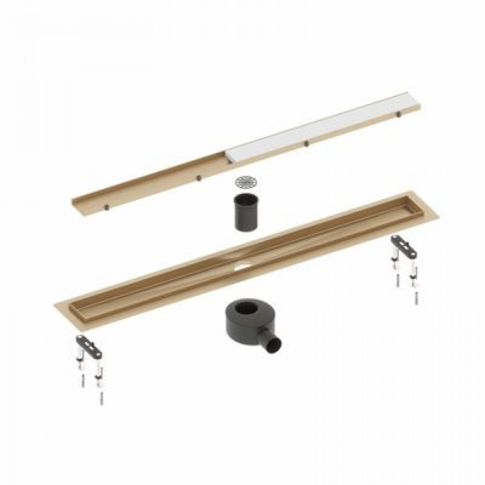 Душевой лоток TIMO Drain System 900 с вставкой "lines", Золото матовое (DS230109/17)