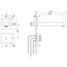 Смеситель Timo для раковины встроенный, сенсорный хром Selene (2073/00SM)