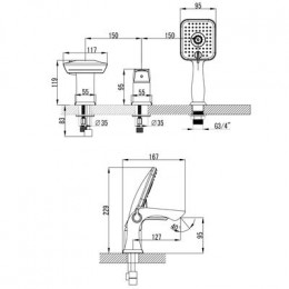 Смеситель на борт ванны Lemark Unit (LM4545C)
