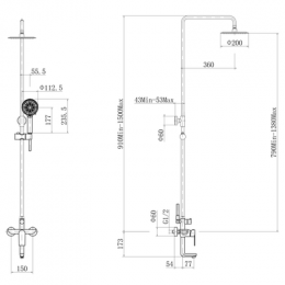 Душевая система, сатин, Fashun (A52419)