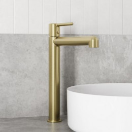 Смеситель для настольного умывальника, золотой матовый, Aiger, IDDIS (AIGMG01i01)