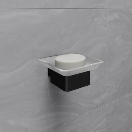 Мыльница Lemark SMOOTH LINE с держателем, чёрный матовый (9742017)