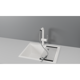 Смеситель для кухни GRANULA с выдвижным изливом и подключением к фильтру (8169, АРКТИК (БЕЛЫЙ))