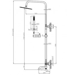 Душевая система со смесителем, ESKO "Bangkok Black" (ST250BGB)