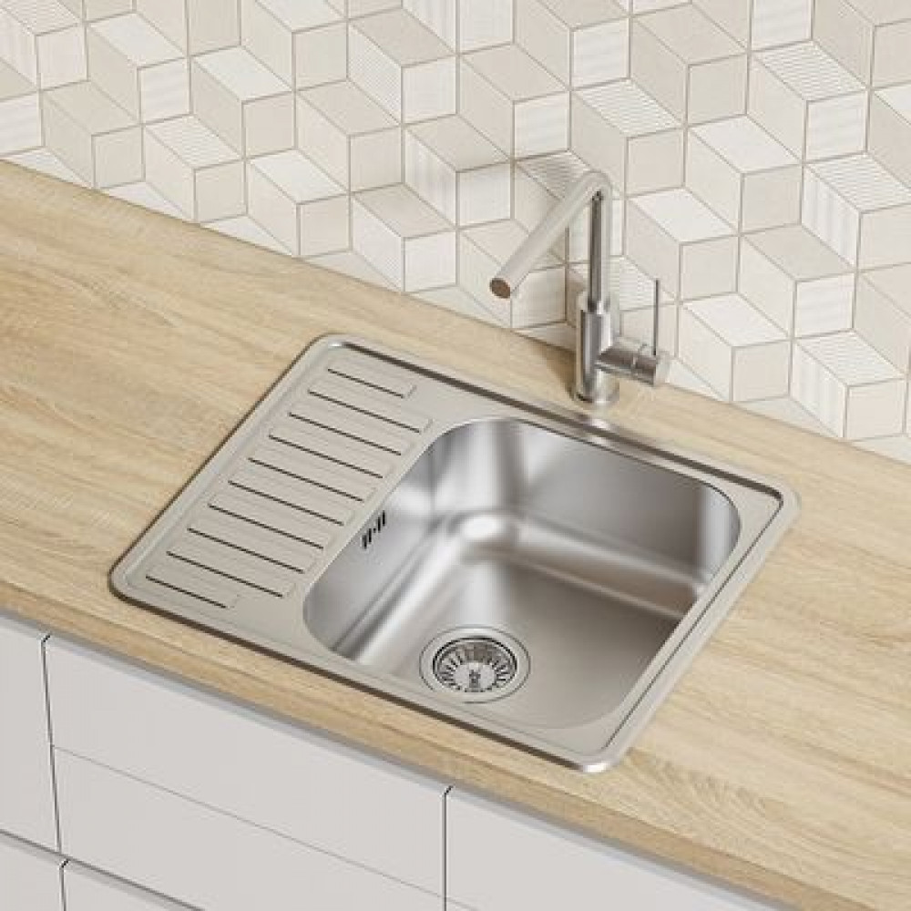 Мойка врезного монтажа с сифоном IDDIS Strit S, нерж. сталь, шелк, 585*485 (STR58SDi77S)