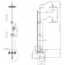 Душевая система со смесителем, бронза, ESKO (ST300Bronze)