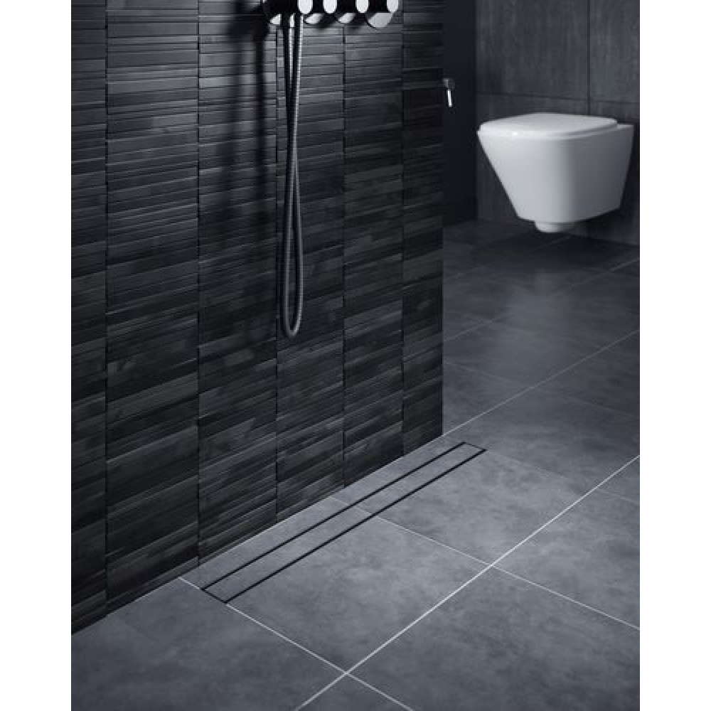Душевой лоток TIMO Drain System 900 с двусторонней панелью "plate" под плитку, Чёрный (DS230209/03)