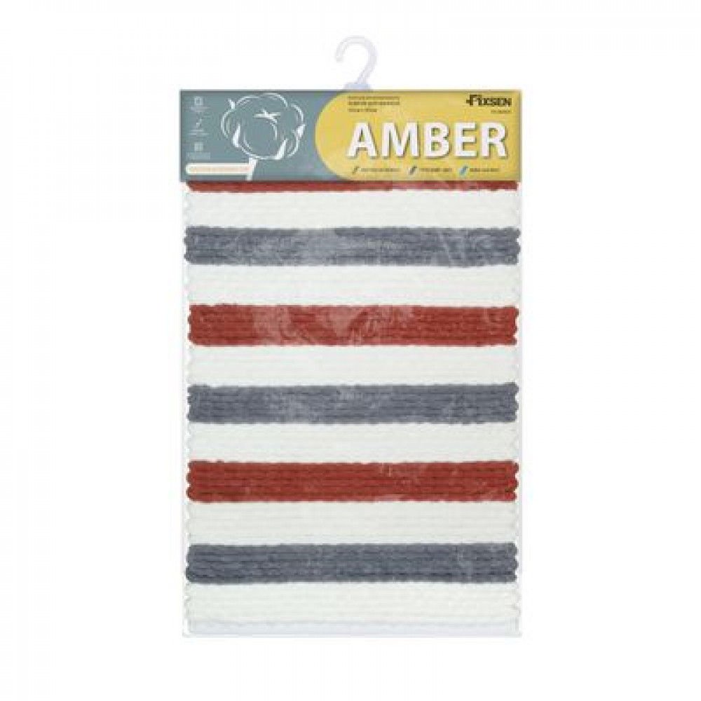 Коврик для ванной 1-ый Fixsen AMBER, mix (синий+красный+белый), 50х80см (FX-8040X)