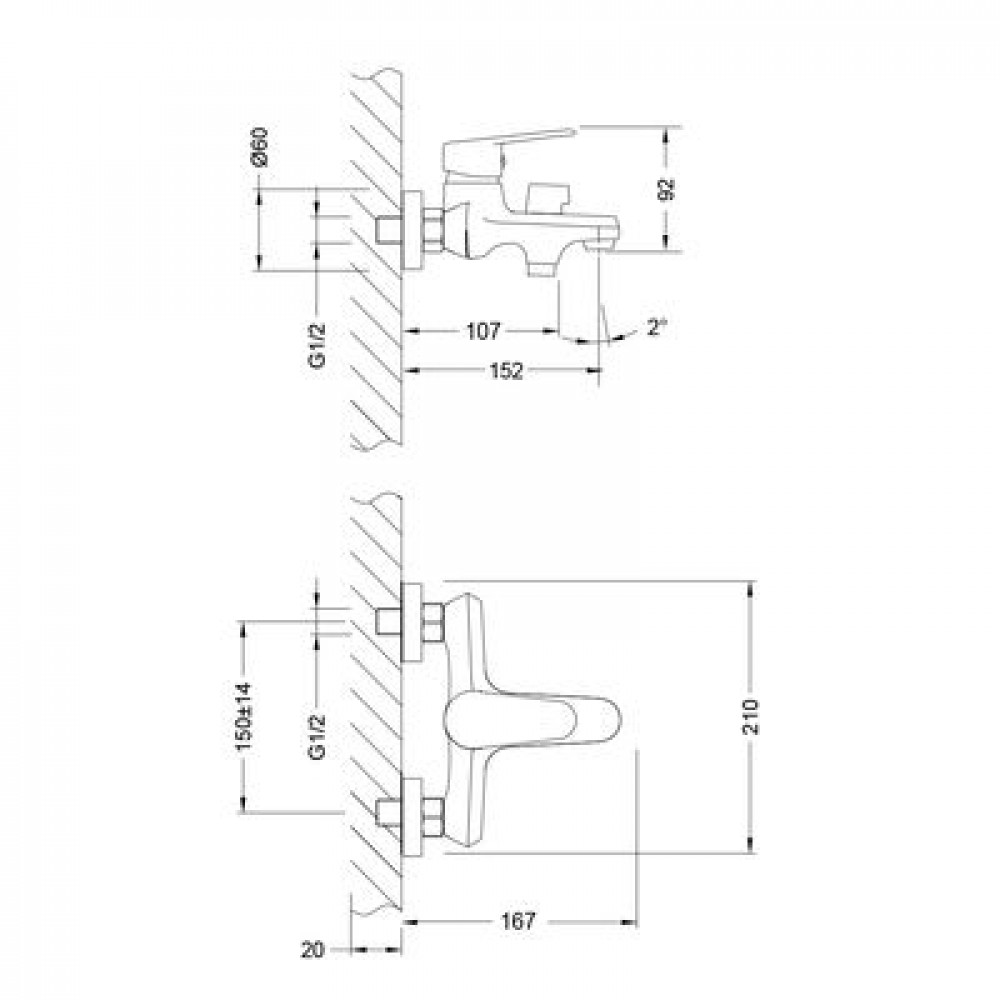 Смеситель для ванны Lemark Point (LM0314C)