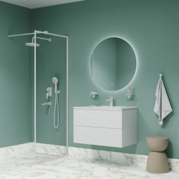 Душевая система с тропическим душем, ручным душем и изливом IDDIS Ray белый матовый (RAYWT03i68)